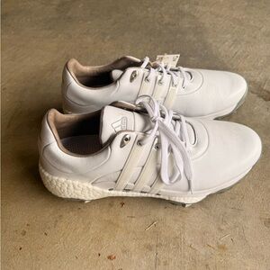 Adidas White Leather Golf Shoes